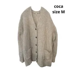 コカ Vネックニットカーディガン M ベージュ