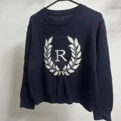 NUGU Rロゴ ニットセーター ネイビー