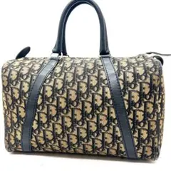 【美品】Dior ミニボストンバッグ トロッター キャンバス レザー