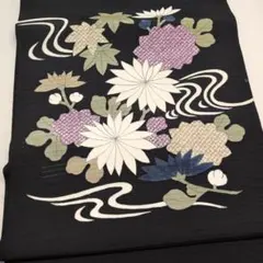 浴衣　反物　カンサイヤマモト　KANSAI 黒地に糸菊　もしくは彼岸花　美品中古 浴衣 反物 カンサイヤマモト KANSAI 黒地に糸菊 もしくは彼岸花 美品
