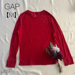 ギャップ　長袖Tシャツ　クルーネック　カットソー　綿100% 赤　【M】