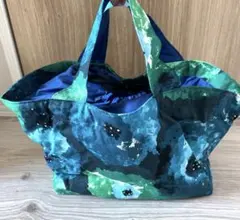 青緑系デザイン トートバッグ ハンドメイド
