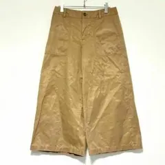 n0302【イネド】ワイドパンツ　クロップド丈　キャメル　バックポケット