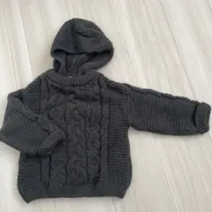 ZARA ダークグレー フード付きニット 18-24ヶ月 92cm