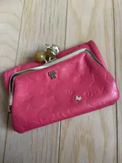 ANNA SUI 二つ折り財布 がま口 猫 星柄 ピンク - メルカリ