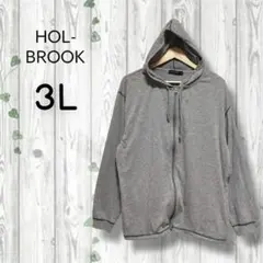 HOL-BROOK　パーカー　ジップ　長袖　ポケット　大きいサイズ　コードグレー