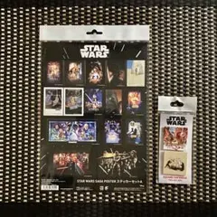 未使用　スター・ウォーズ・サガ スクエア缶バッジ２個ポスターステッカーA