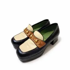 【美品】GUCCI　ローファー　ホースビット　レザー　ブラック　ベージュ