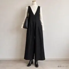 イング サロペット オールインワン ブラック モノトーン レイヤード 黒 M