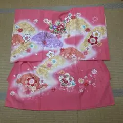 お宮参り　七五三　正絹　祝着　初着　女の子　着物　正絹　ピンク　【お値下げ】