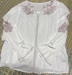 somari 贅沢刺繍デザインブラウス 白 ホワイト エスニック柄 長袖のサムネイル