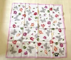 HM 花と蝶のプリント ハンカチ