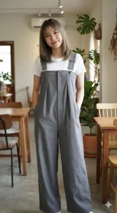 【新品タグ付】GU タックサロペットパンツQ グレー Mサイズ