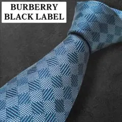 バーバリーブラックレーベル　ネクタイ　ホースロゴ　チェック　BURBERRY　青