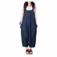【GW限定価格】 翌日発送 ゆったり サロペット  サルエル デニム  L