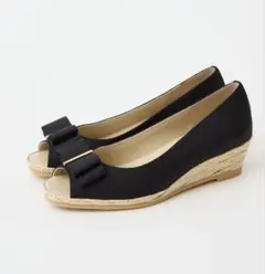 未使用DIANA 黒 オープントゥウェッジヒール