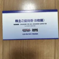 セントラルスポーツ 株主優待 6枚