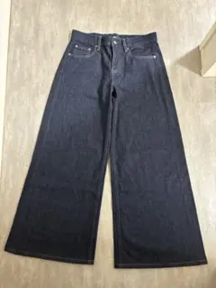 【定価¥4,990】ユニクロC ローライズワイドジーンズ ネイビー 24