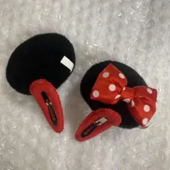 ディズニーリゾート ミニー ヘア パッチン ヘアピン クリップ 耳