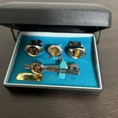 天然石　カフスボタン2個とタイピンセット