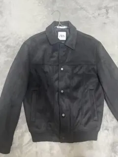 ZARA メンズ フェイクスエード ブルゾン ジャケット ブラックのサムネイル