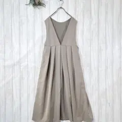 ☆アルマデザイン (S) ベージュ ノースリーブ ロング フレアワンピース