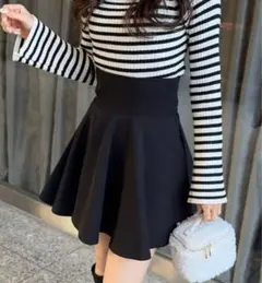 インパン裏地付きコルセット風フレアミニスカート[gm728] Mサイズ　GRL