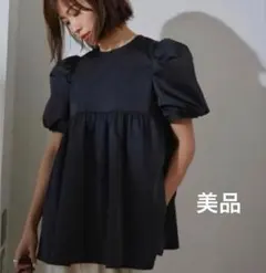 ☆美品☆OHGA キルティングブラウス 黒ブラック オーガ 半袖春夏