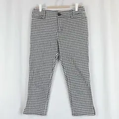 & by P&D ギンガムチェック 七分丈パンツ 細身 M 黒.2140