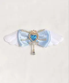 天使の羽の魔法少女ヘアクリップ 水色