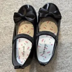 フォーマルシューズ ブラック 19cm リボン付き