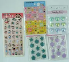 お得な人気シール５点セット　クレヨンしんちゃん　デコレーションシール　タイル