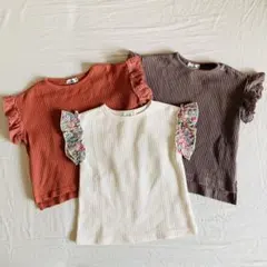 pairmanomペアマノン【ふんわりワッフル】フリルレース袖Tシャツ3枚セット