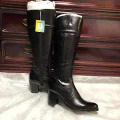 【新品】Marie Club 牛革 黒ロングブーツ 22.5cmのサムネイル