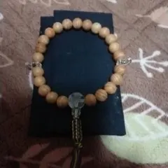 神道用木製数珠 水晶勾玉付き