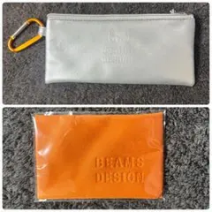 BEAMS DESIGN シルバー×オレンジ メガネケース