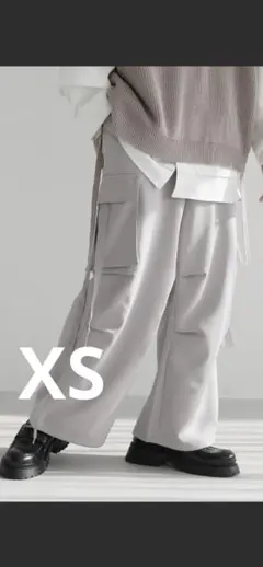 LILL ワイドスラックスカーゴパンツ　グレー　XSサイズ