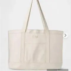 GAP ロゴ デニム トートバッグ ホワイト