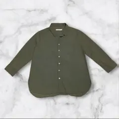 【BACK NUMBER】カーキ 七分袖シャツ 胸ポケット レーヨン混のサムネイル