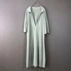 Curensology リネンロングニットワンピース F ライトブルー