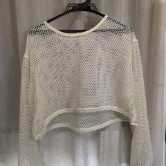 アイボリー メッシュ クロップド丈 トップスのサムネイル