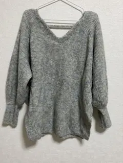 Kastane メランジvあきニットプルオーバー　ニット　チュニックニット