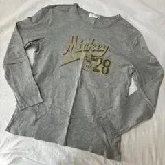ロンT Disney ディズニー ミッキー 長袖 Tシャツ グレー L トップス