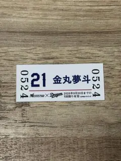 名鉄✕中日ドラゴンズ コラボ硬券入場券 金丸夢斗 投手
