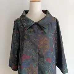 No.36大島紬 Lサイズ着物リメイクチュニック飽きのこないワンピース通年