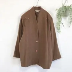 ヘブン ノーカラージャケット 日本製 アウター ウールコート シンプル L