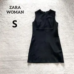 ZARA WOMAN ノースリーブひざ丈ワンピースブラック Sパーティードレス