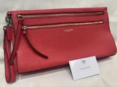 COACH 赤 レザー ハンドバッグ