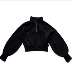 GU ハイネックジップアップスウェット ブラック