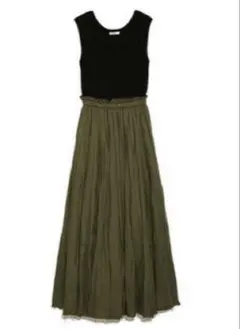 snidel リネンコンビニットワンピース カーキ